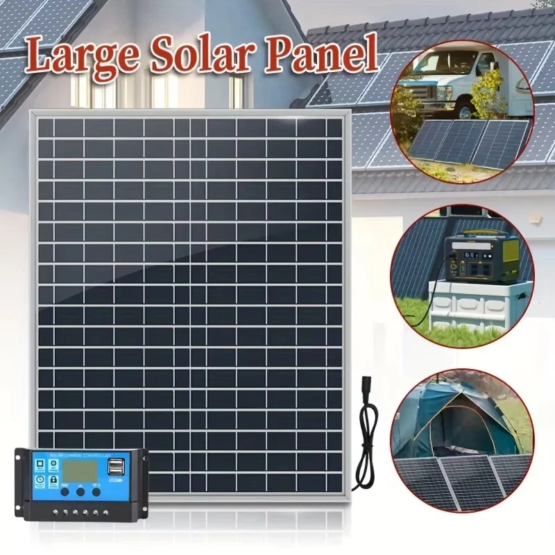 

500W 12V solar panel, 100A controller, fast battery charger for home/camping/RV/car, photovoltaic mobile power kit, solar system