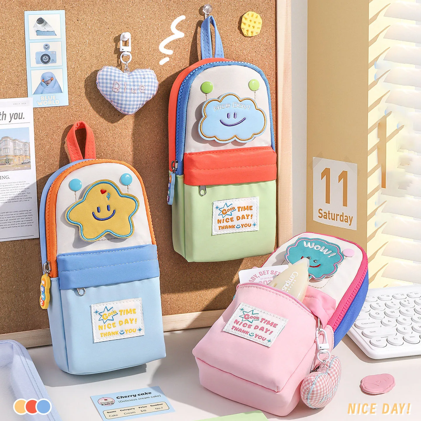 Kawaii Pencil Case Large Capacity Waterproof Multilayer Organizer Cartoon Design for Students Back To School Supplies Kids Gift