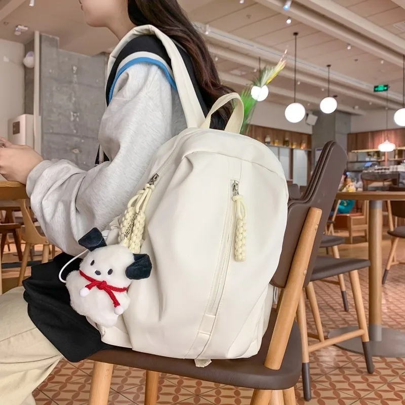 Solid Color Nylon Twist Zipper High Capacity School Bag Simple Backpack 2024 Hot Sale Bags for Girls and Boys Bolsas Femininas