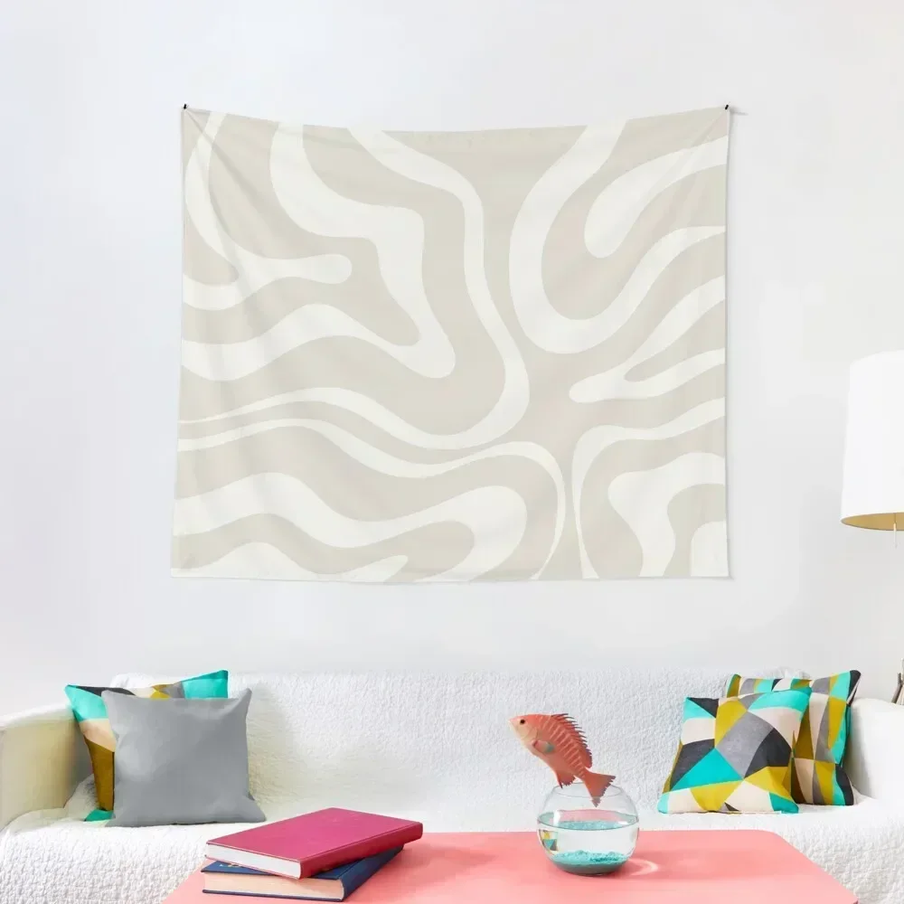 Liquid Swirl Modern Abstract Pattern in Light Mushroom Beige and Pale Cream Tapestry Wall Decoration Tapestry