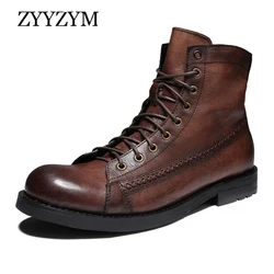 Spring Autumn Men's Boots Retro Rub Color Tooling Boot Large Size EUR 38-48