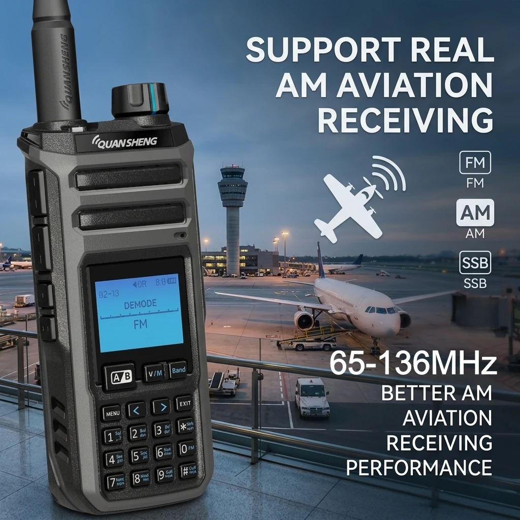 QUANSHENG TK-11(5) Multi Band Walkie Talkie, Up to 10W Two Way Radio, 0.153-1160MHz RX, 999CH, Dual PTT, Spectrum Scan