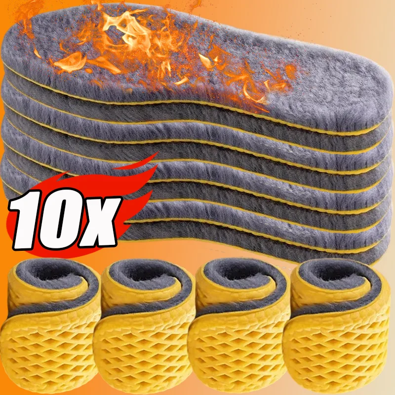 

1/5 пар зимних теплых самонагревающихся стельок из искусственного кроличьего меха, стелька для ботинок, подошва для женщин и мужчин, серые термостельки, плюшевые подушечки