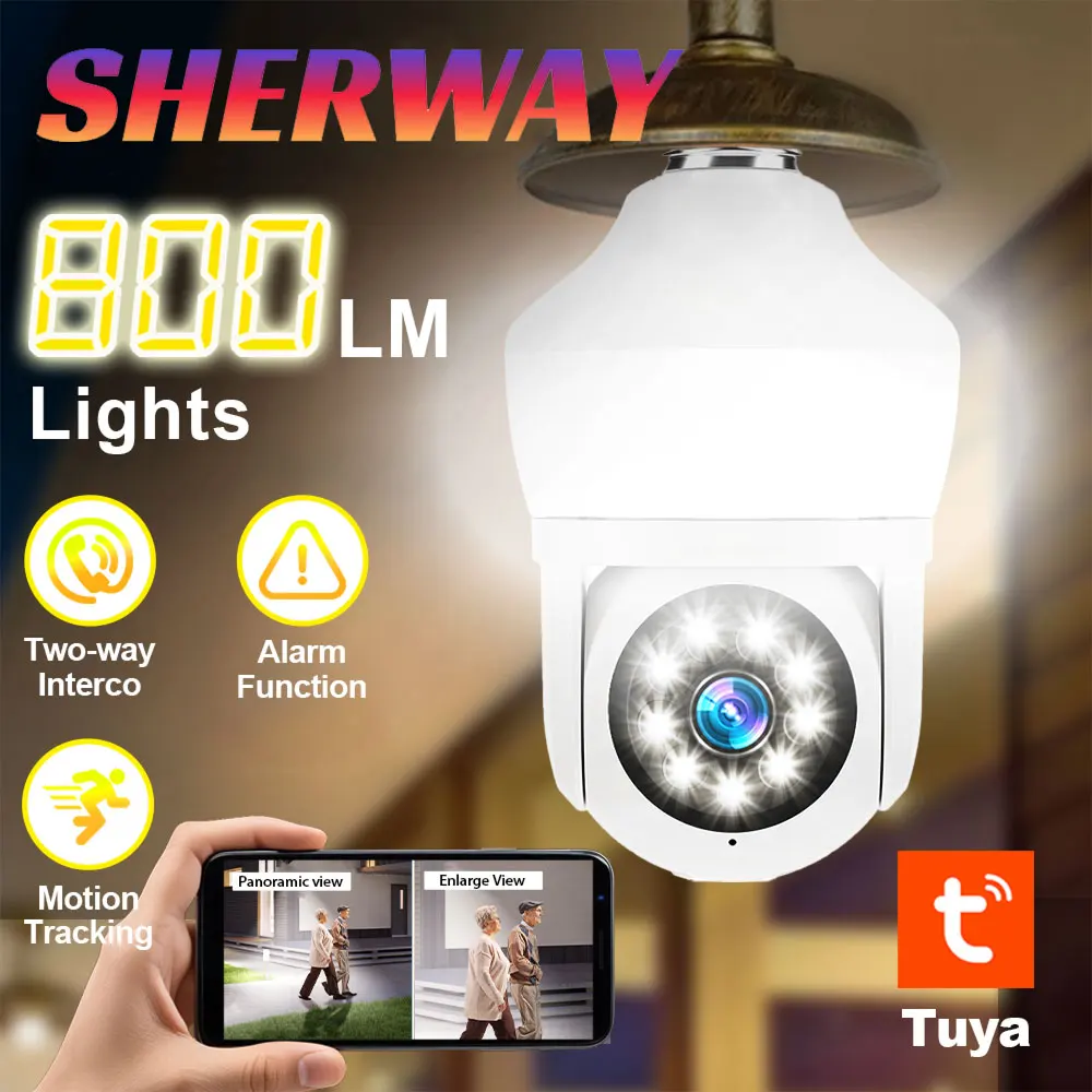 

Tuya Bulb Dual Screen Surveillance Camera Full Color Night Vision Auto Human Tracking 5x Zoom Indoor Security Monitor Wifi Cam