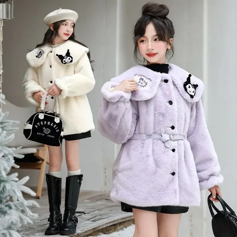 

Sweet Kuromi Anime Sanrio Kawaii Winter Long Sleeve Coat Cute Cartoon Childrencotton Thickened Jacket Clothing Gifts for Kids