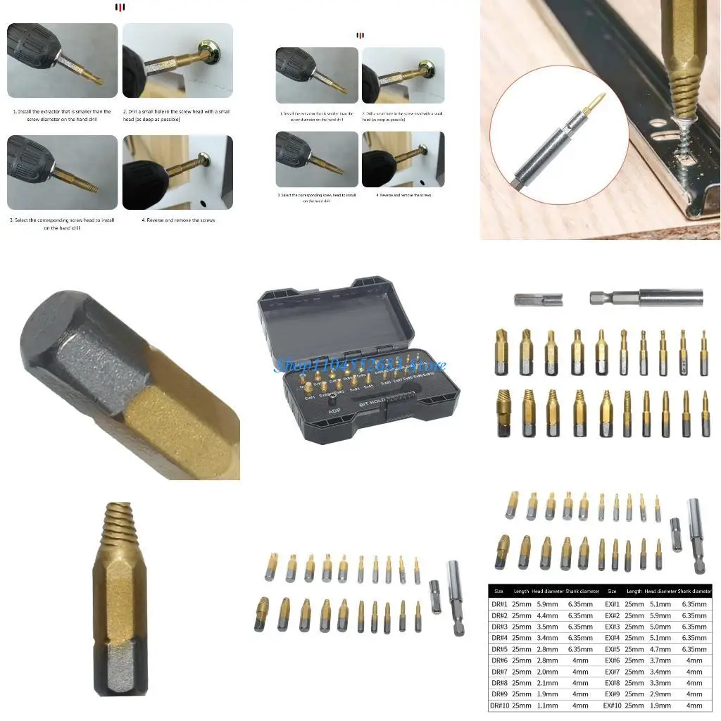 

Y6GD 22Pieces Damaged Screw Extractor Drill Bit Set Stripped Screw Extractor for Broken Bolt Extractor All-Purpose