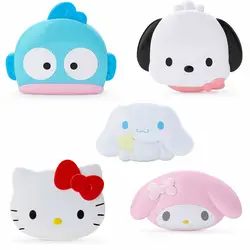 Sanrio Cartoon My Melody Cinnamoroll Kuromi Cute Face Type Portable Makeup Mirror Comb Set Kawaii Anime Plush Toy for Girl Gift