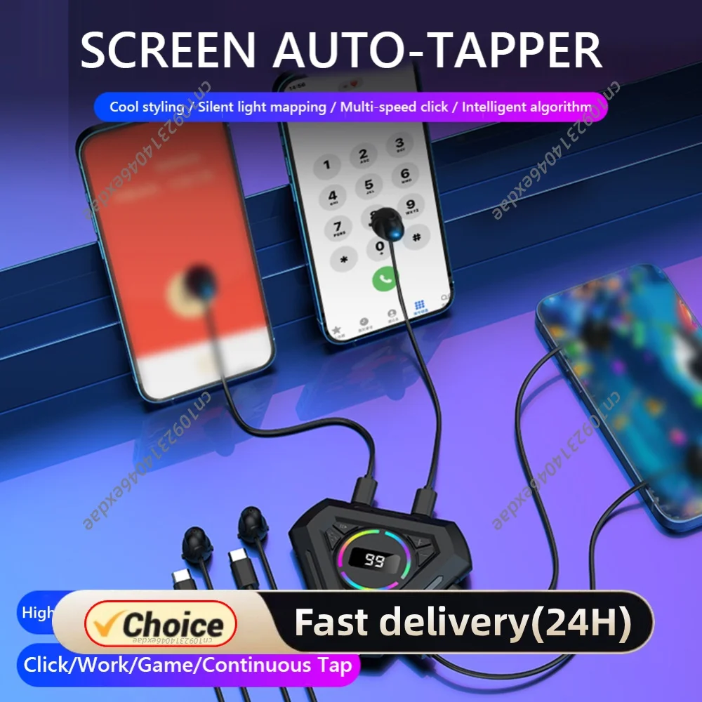 Mobile Phone Screen Auto Clicker Silent Automatic Tapper with Digital Display & RGB Light for Games Live Broadcasts Likes Reward