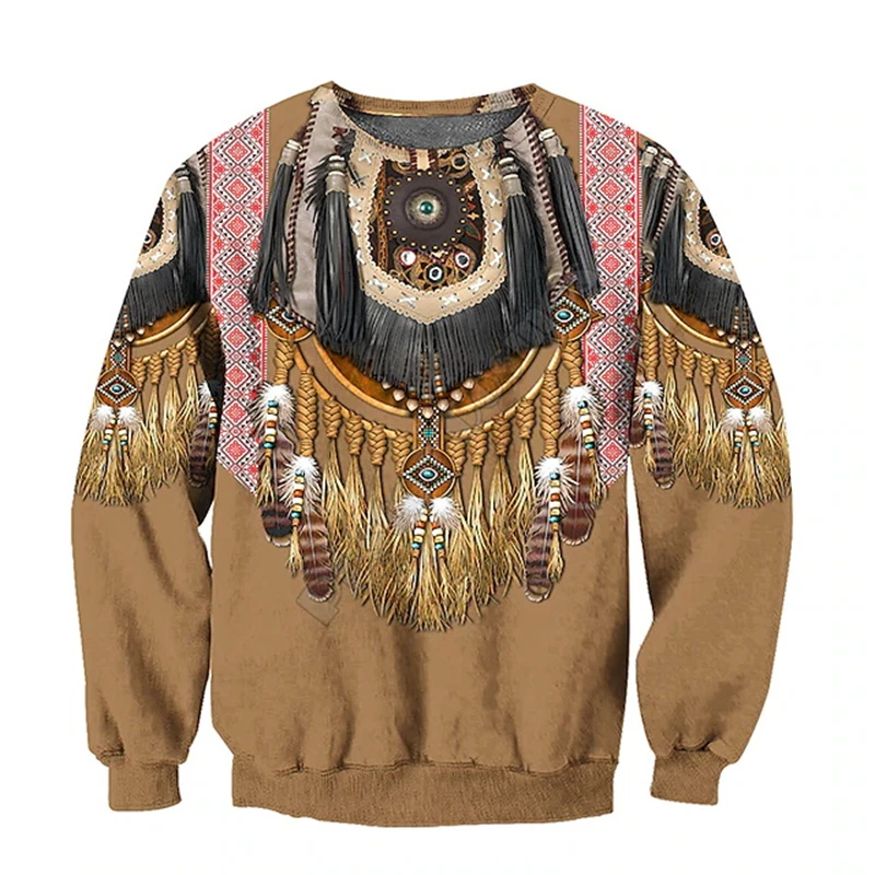

Ethnic 3d Printed Sweaters Men Women New In Indian Vintage Pullover Top O Neck Cosplay Party Casual Sweatshirts Men Kid Clothes