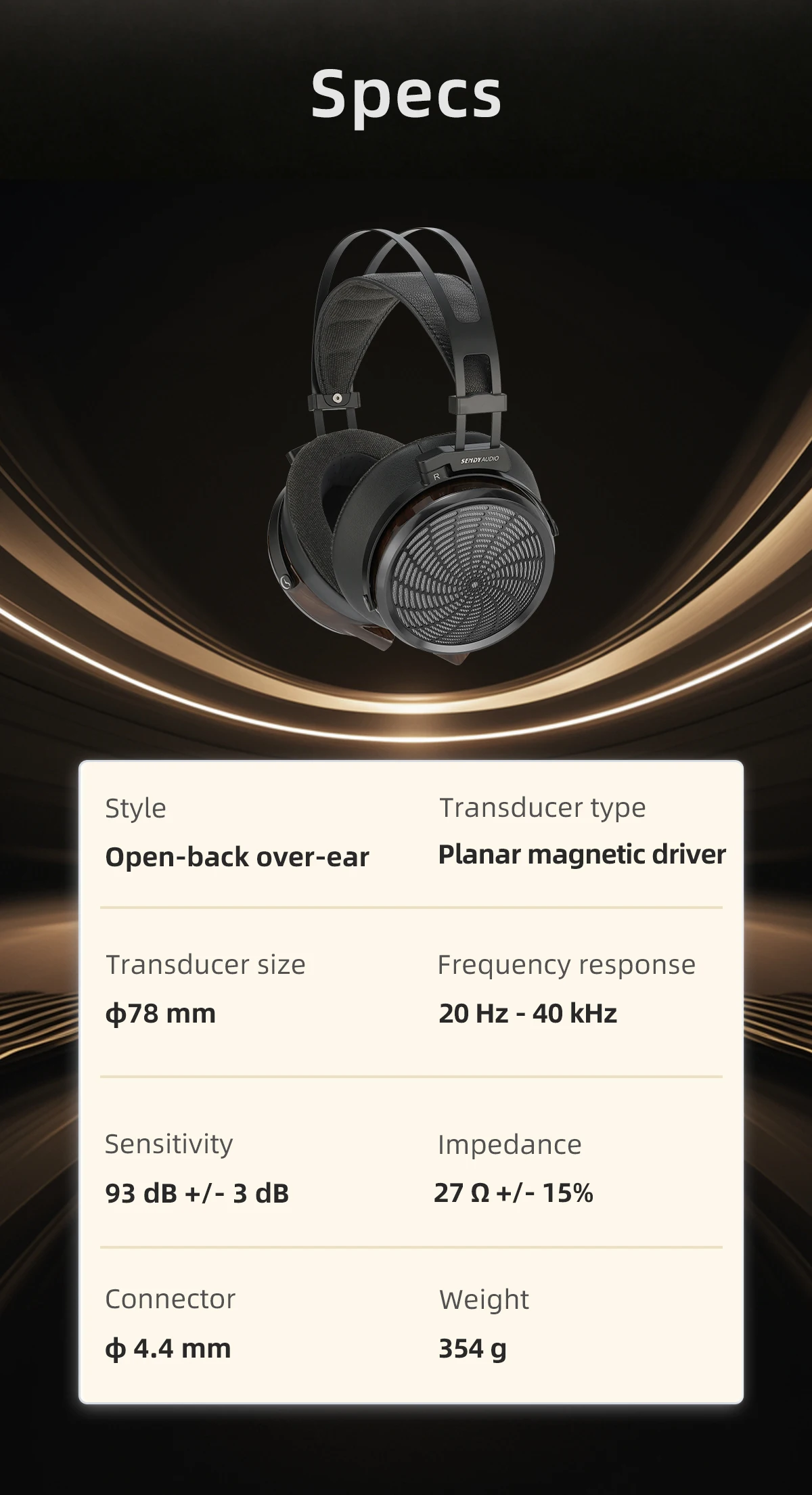 Sendy Audio APOLLO PRO HIFI Planar-Magnet-Treiber Open-Back Over-Ear Holz-Kopfhörer 4,4mm Balanced Headset – Detail 9