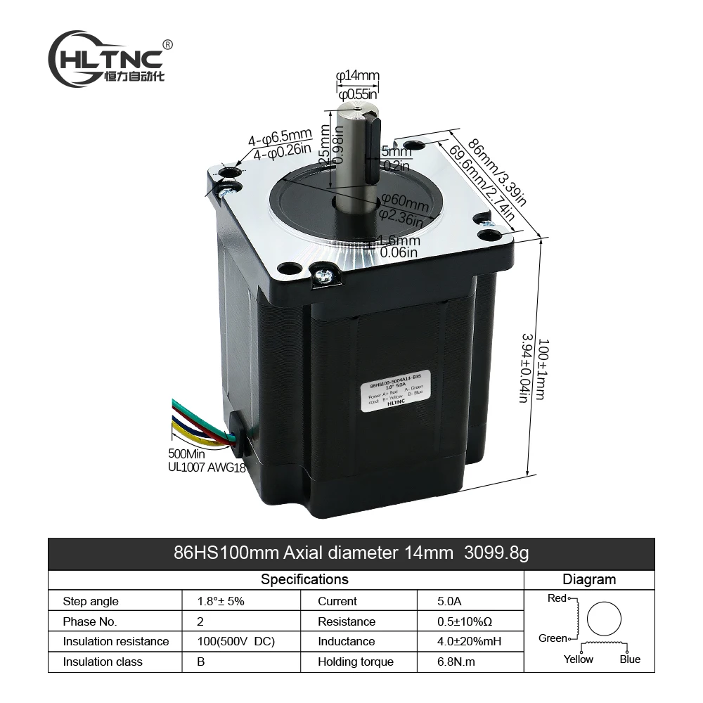 Hot Sale HLTNC 86HS100 Kit Cnc Nema34 4.5nm Open Loop Steper Motor With Drive