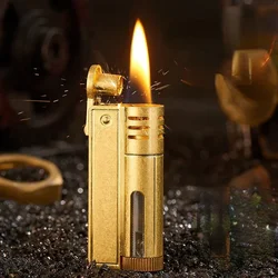 Retro Transparent Oil Tank Kerosene Lighter Windproof Men's Old-fashioned Grinding Wheel Creative Metal Lighter Men's Gift