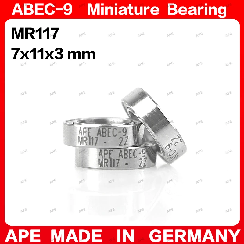 10-50pcs  APE ABEC-9 Bearing MR117 MR117ZZ 7x11x3 mm L-1170 MR117-2RS L-1170ZZ  Z -2Z  2RS Miniature Precision Ball Bearings