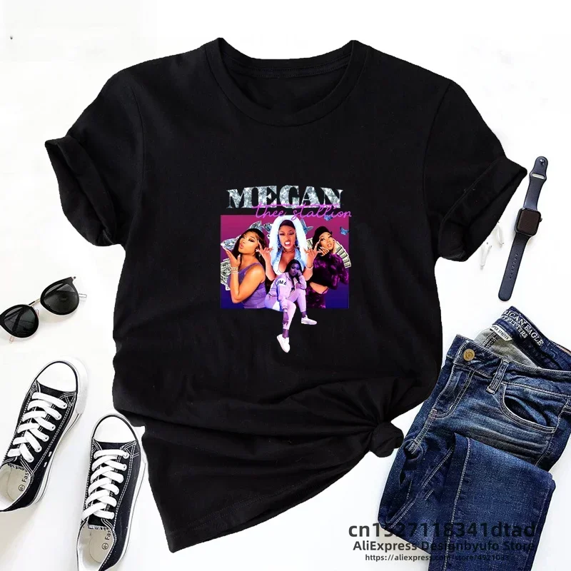 Rap Singer Megan Thee Stallion Graphics Print T Shirt Women Men Summer  Short-Sleeve T-Shirts Streetwear Harajuku Tees