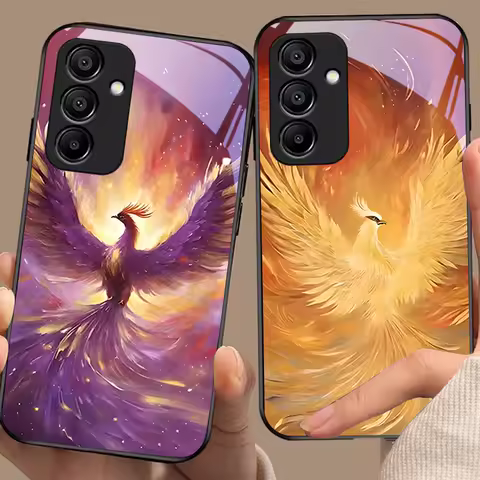 Fire Phoenix High Gear For Samsung Galaxy A15 5G 54 4G 51 50 24 35 90 71 12 51 53 52S 80 22 34 Black Tempered Glass Phone Case