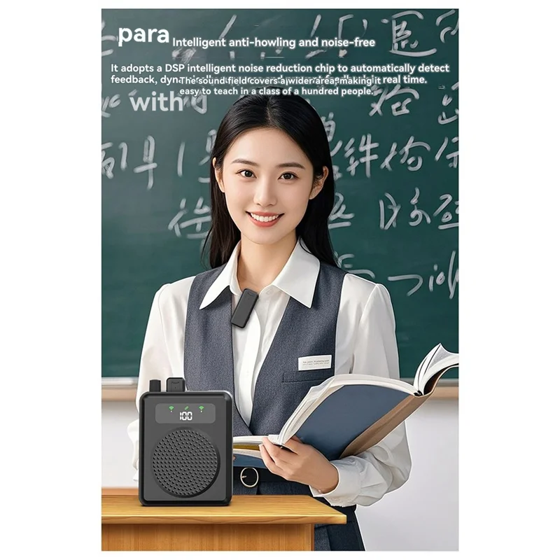ABAC-Mini kabelloser Megaphon-Lautsprecher mit Lavalier-Mikrofon, tragbarer Sprachverstärker für Lehrer, Reiseleiter, Trainer