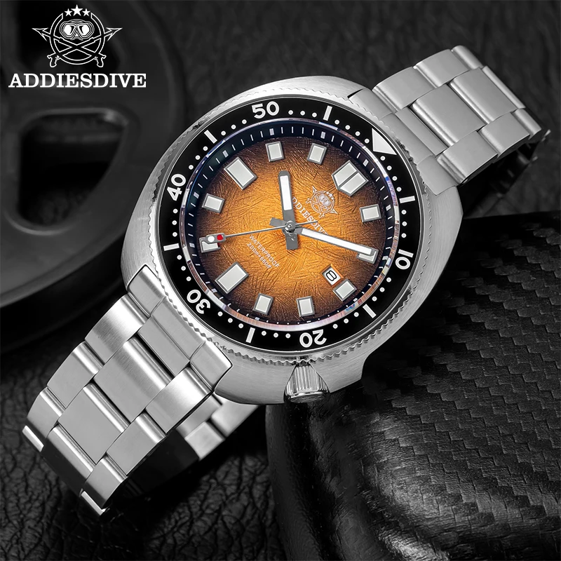 Addiesdive novo relógio masculino de aço inoxidável relógios quartzo super luminoso 20bar à prova dwaterproof água vidro safira masculino relogios masculino