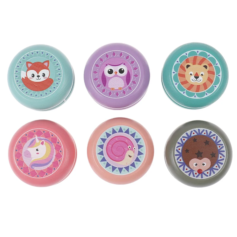 Children Yoyo Ball Cute Animal Prints Wooden Yoyo Toys Fox Owl Hedgehog Snails Toys Kids Yo-Yo Creative Yo Yo Toys For Fun