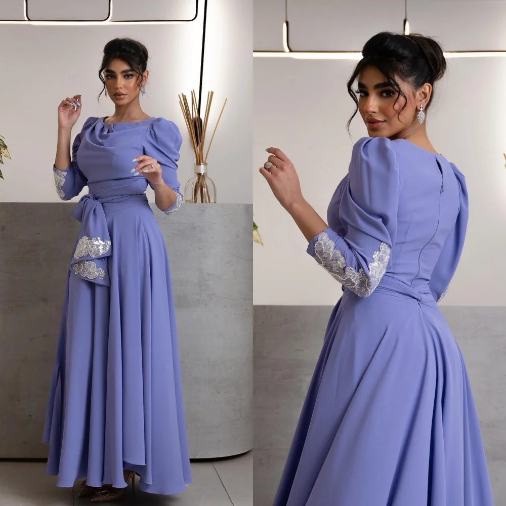 

Jiayigong Jersey Flower Beading Sequined Ruched Homecoming A-line O-Neck Bespoke Occasion Gown Midi Dresses