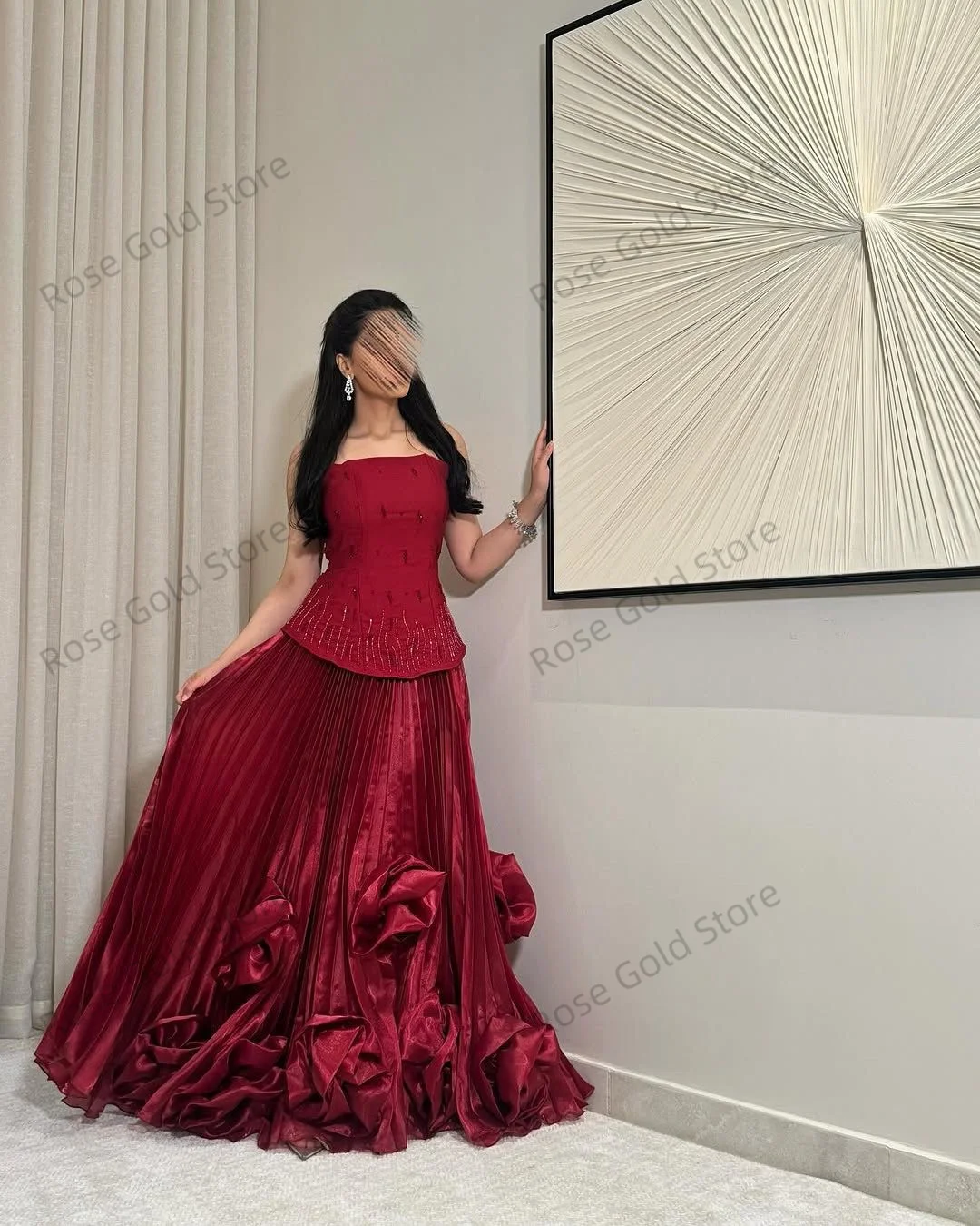 Strapless dames avondjurk voor Arabisch op maat gemaakte kralen vestidos de noche vlek mouwloze formele galajurken