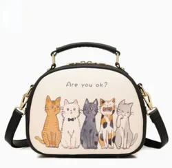 Sweet Cartoon PU borse a tracolla per le donne 2024 Office Lady Cute Cat Print borsa a tracolla New Simple Kawaii Pack Bolso Mujer