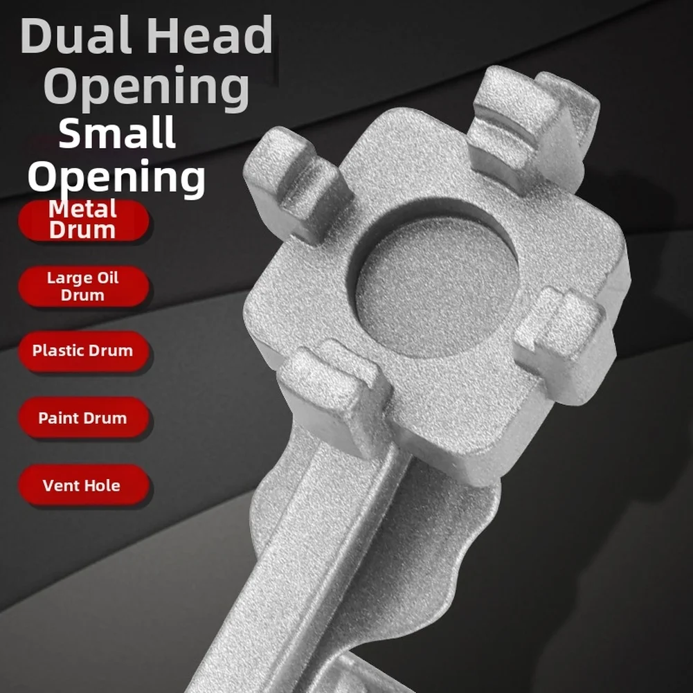 Aluminum Drum Opening Wrench for 55 Gallon Buckets Bung Opener Tool Dual Head Design Metal Plastic Paint Can Compatible