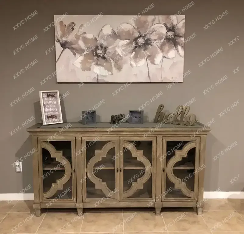 ZZ High-end custom solid wood dining side cabinet, old tea storage, kitchen dish cabinet