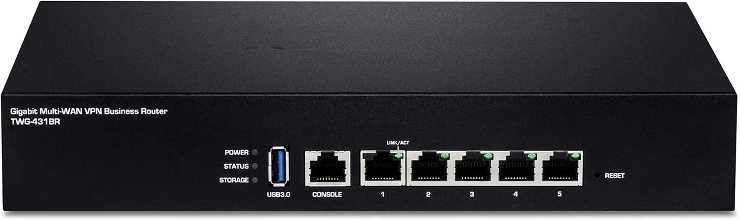 جهاز توجيه Gigabit Multi-WAN VPN Business، TWG-431BR، 5 منافذ جيجابت، 1 × منفذ وحدة التحكم، QoS، توجيه Inter-VLAN، توجيه ديناميكي
