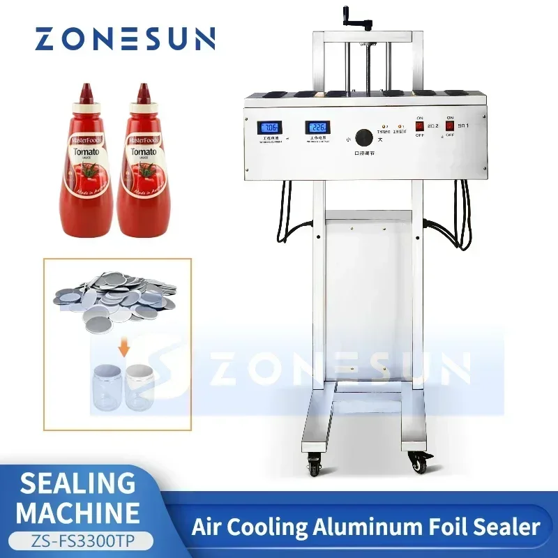 

ZONESUN ZS-FS3300TP In-line Induction Sealer Aluminum Foil Sealing Machine Universal for Squeeze Bottles Flat Lid Pointed Caps