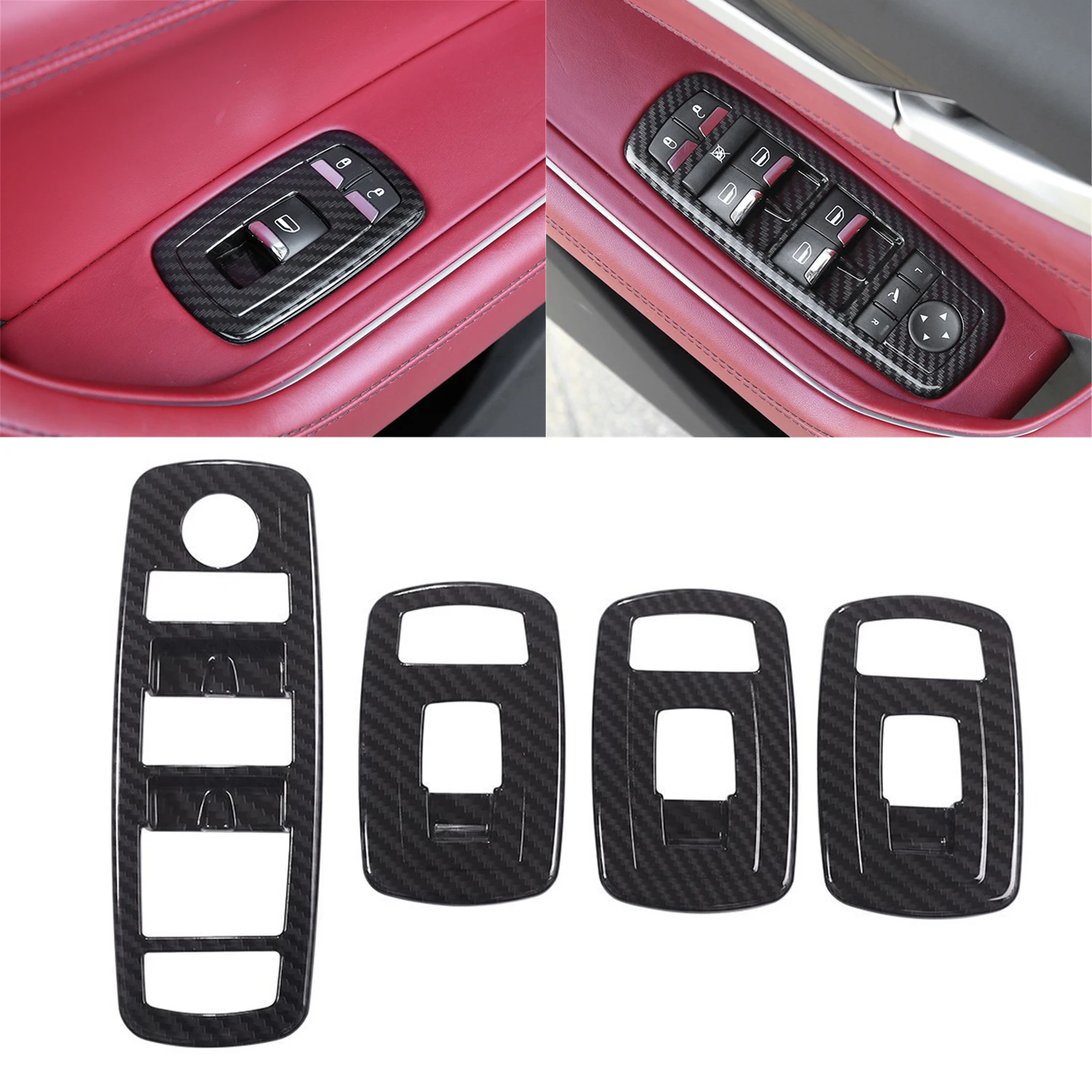 Window Lift Button Panel Cover Trim for Maserati Levante 2016-2023 Ghibli 2014-2023 Window Switch Panel Decoration Car Accessory