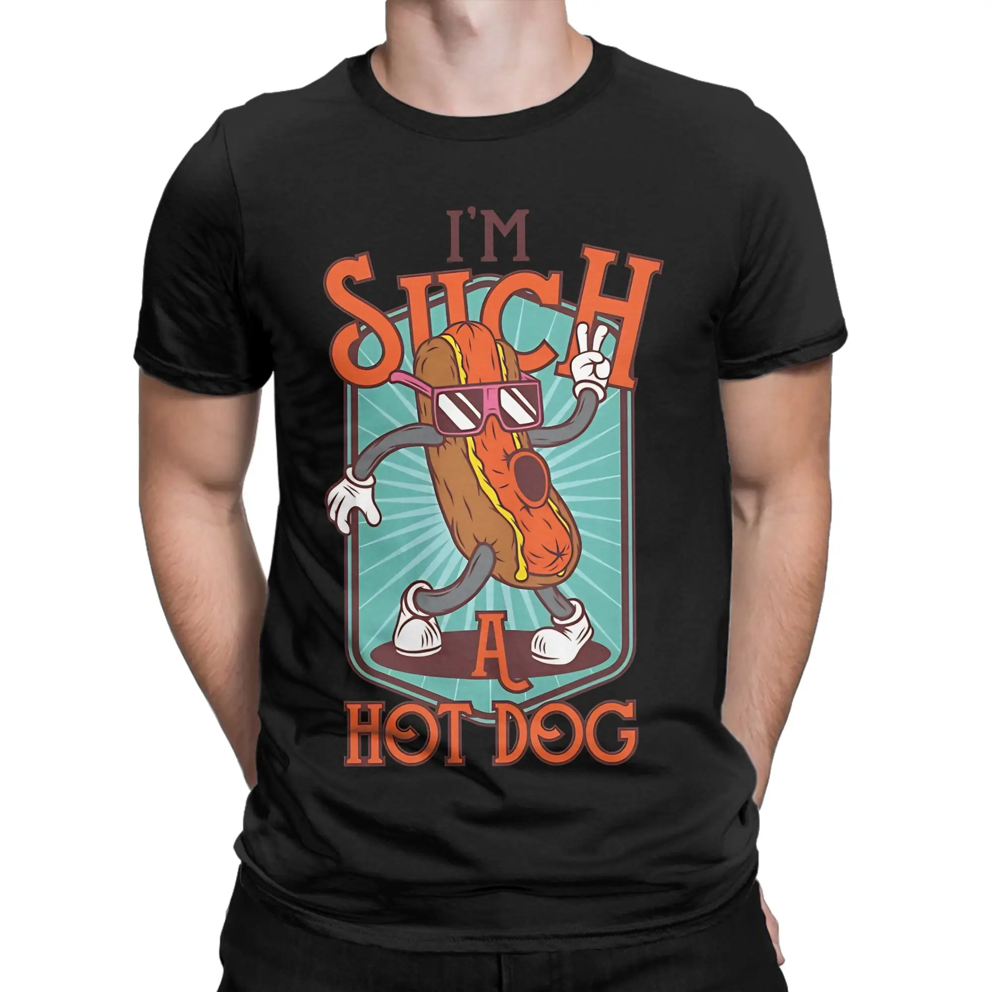 Such a Hotdog   Quirky Streetwear Novelty 100% Cotton T-Shirt chud consuming hotdogs Tops Tees For Men
