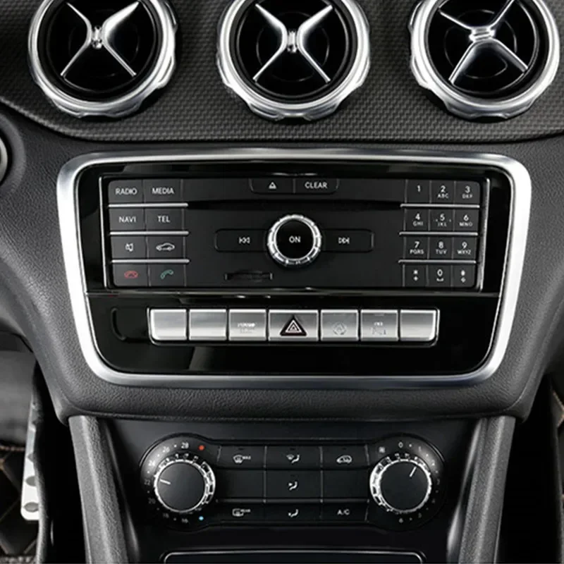 

Black Center Console CD Frame Decoration Cover Trim For Mercedes Benz GLA X156 CLA C117 A Class W176 2013-2018 Stainless Steel