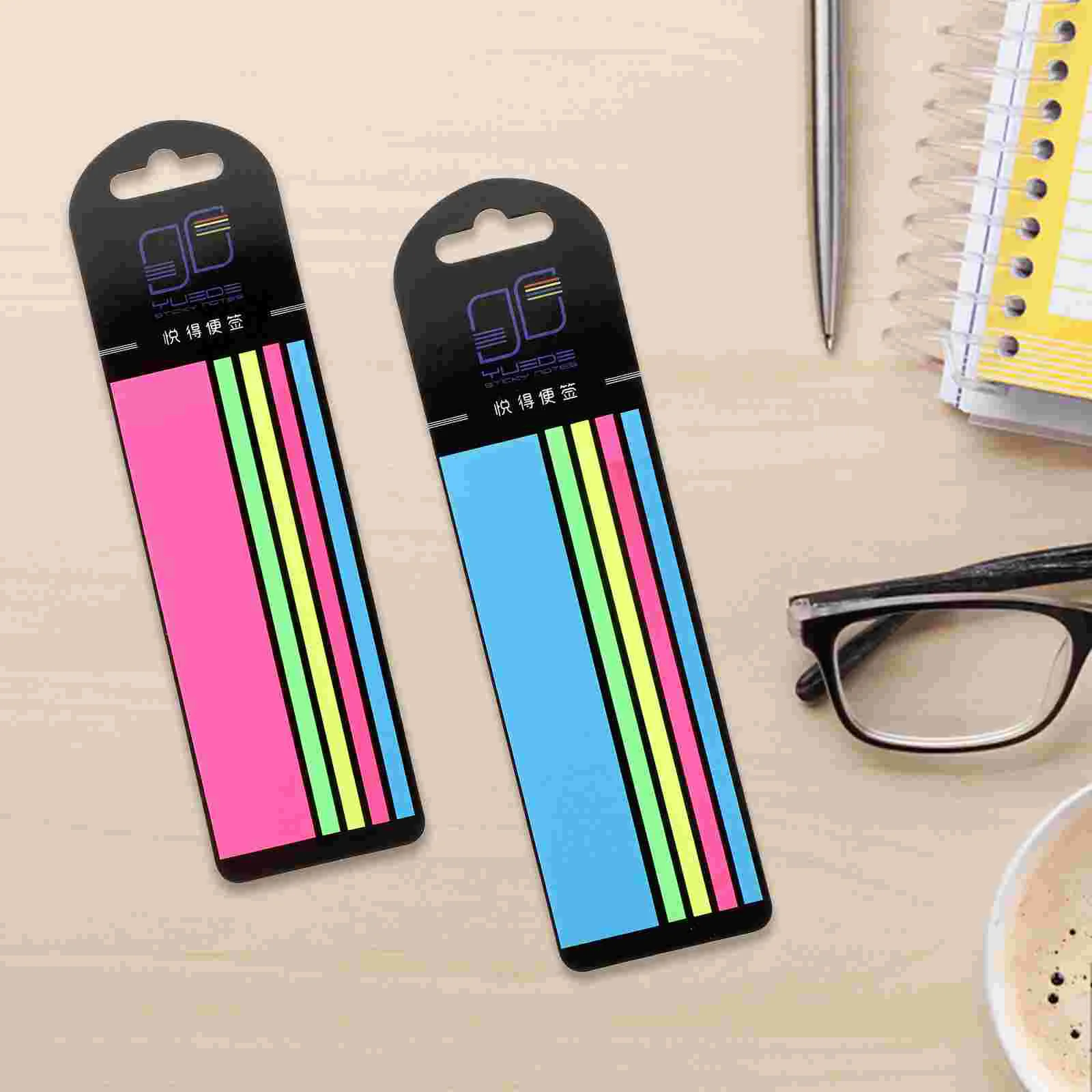 2 scatole di adesivi Nastro blu Comode strisce di lettura portatili Segnapagina a fluorescenza Traslucido
