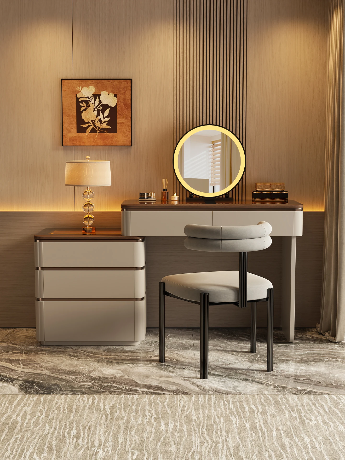 

LTT Modern Italian Minimalist Dresser Chest of Drawers Integrated Bedroom Bedside Table