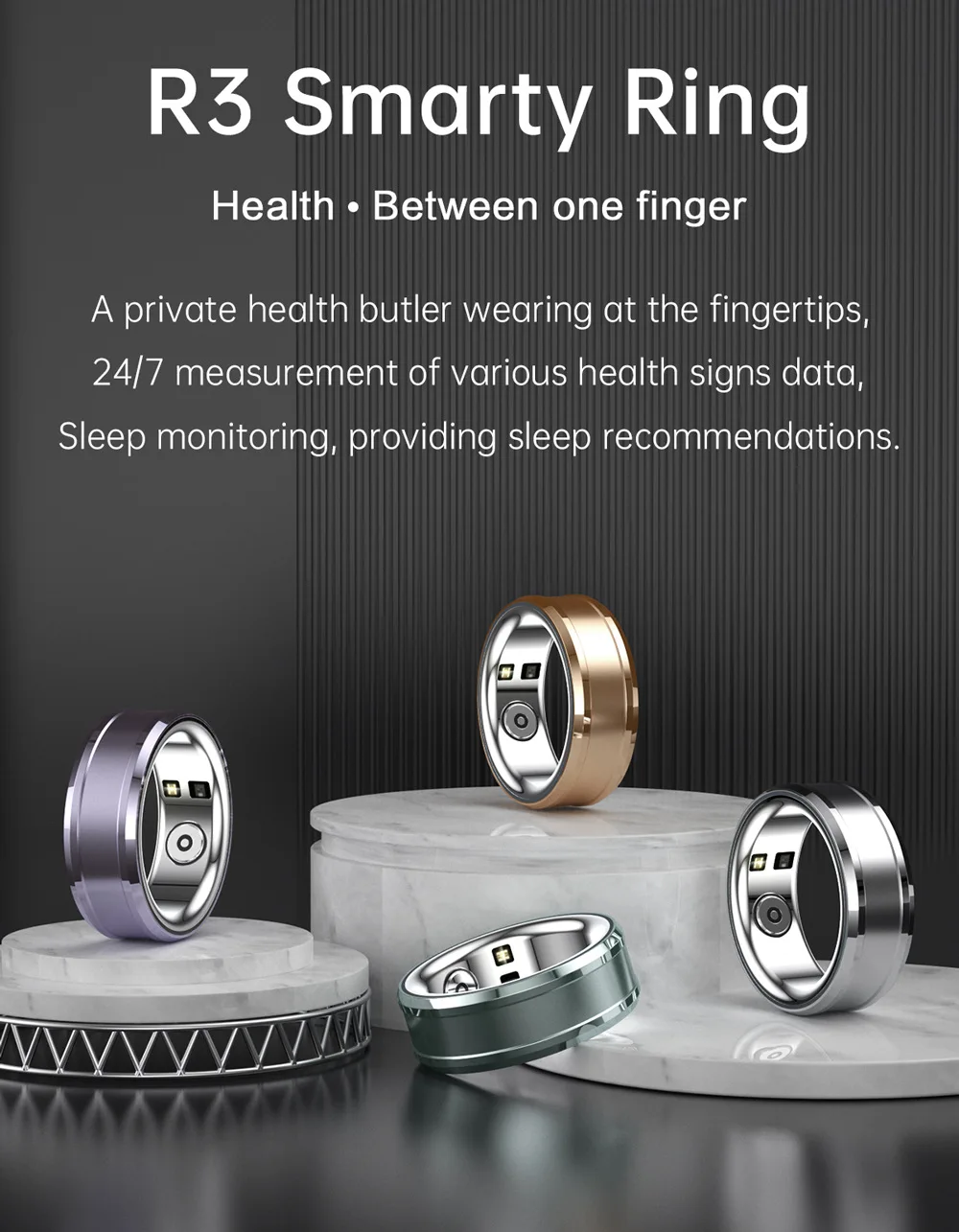 

New R3 Health Smart Ring Fitness Tracker for Android IOS Phone Body Temperature Monitoring Heart Rate Blood Oxygen Sleep Rings