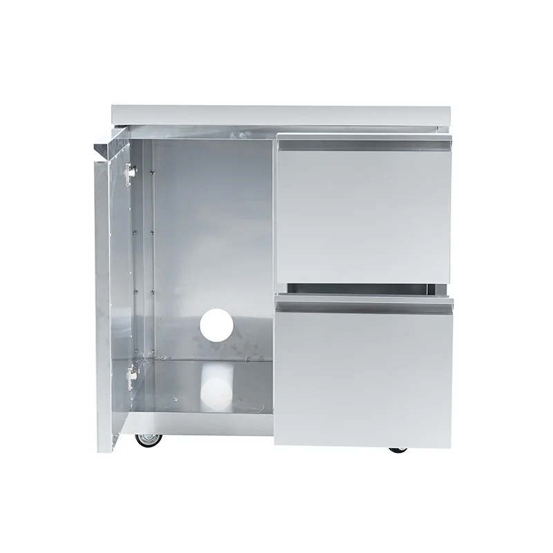 New Outdoor Kitchen Cabinet Stainless Steel Single Door Two Drawer Storage Cabinet for Camping Garden Party