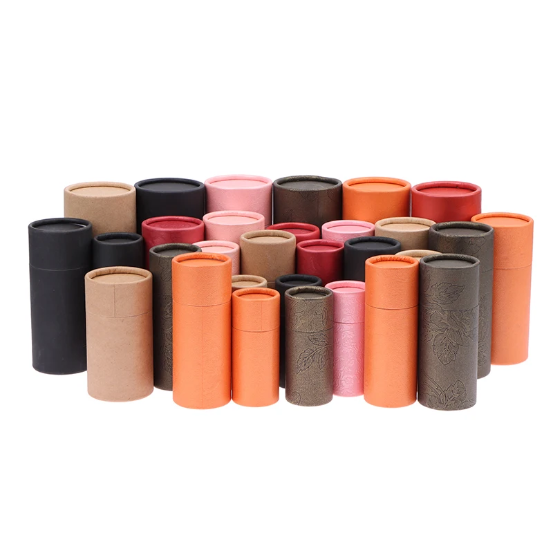 1PC Round Cardboard Gift Box Cosmetic Essential Oil Bottle Packaging Box Lipstick Perfume Packaging Kraft Paper Tube Boxes