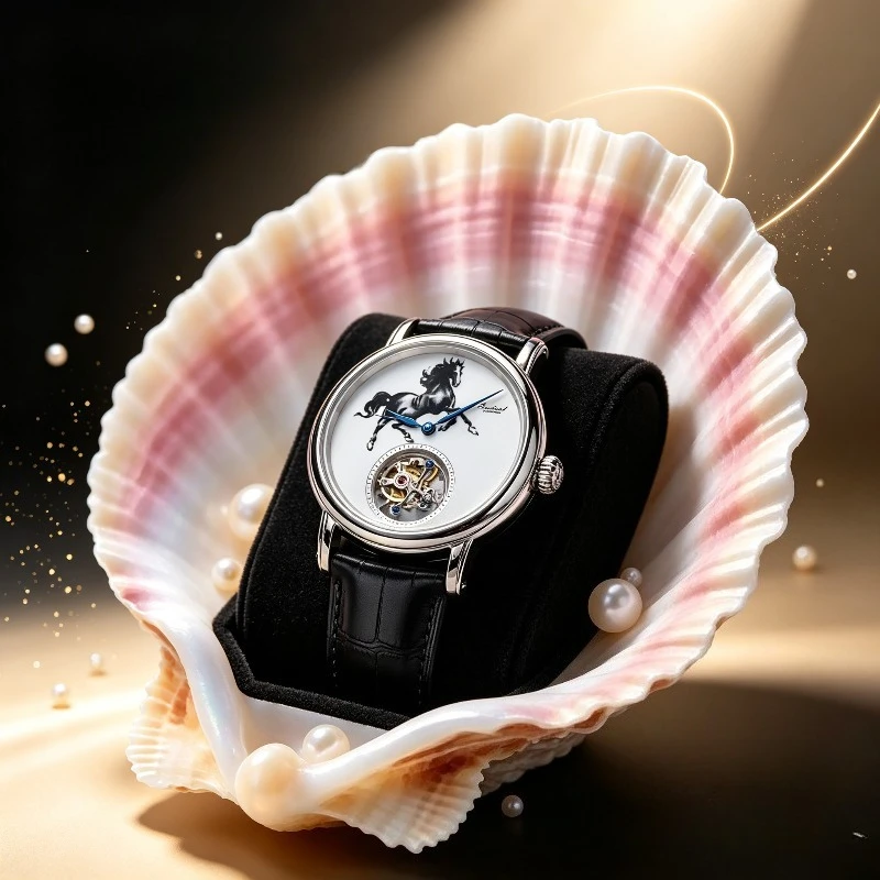 Tianjin Tourbillon 8000 Movement Watch, Zodiac Horse Custom Tourbillon Watch, Manual Mechanical Men's Watch
