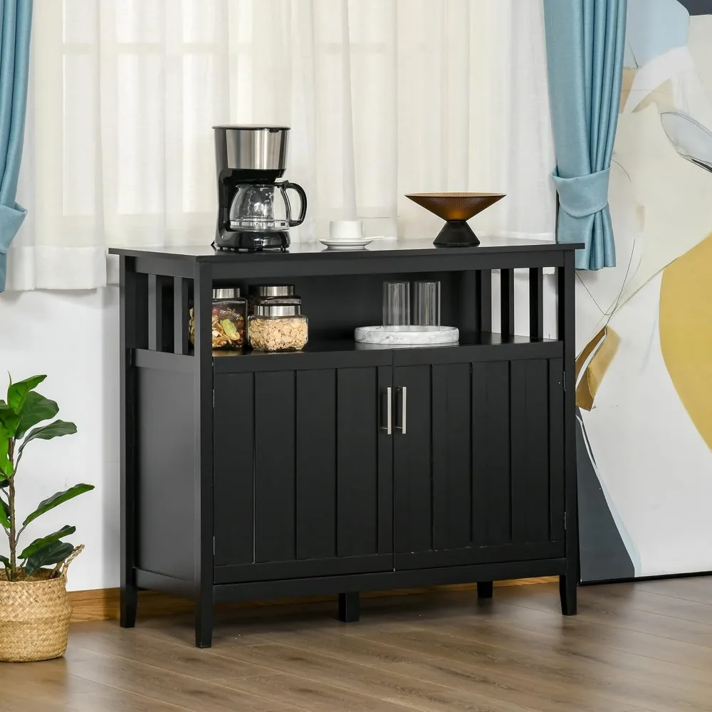 Mueble buffet de cocina con 2 puertas, estantes ajustables y función de cafetería para entrada y sala de estar