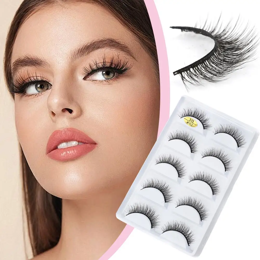 

5 Pairs Dramatic Mink 3D Lashes Thick Fluffy False Faux Long Extension Strip Eyelash maquillaje Cils Eyelashes Natural Make P4O5