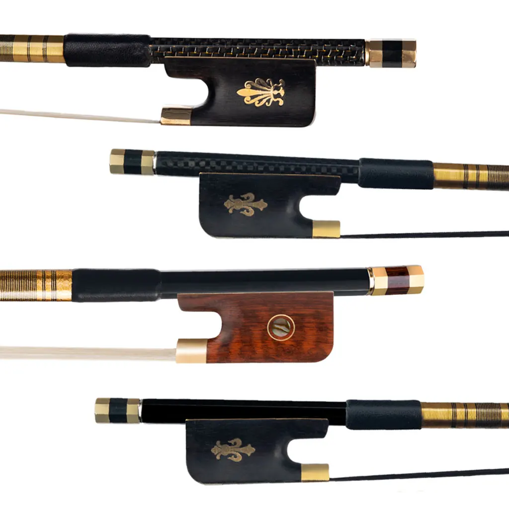 

4/4 лук для виолончели из углеродного волокна, ручка из овечьей кожи, черная лягушка с инкрустацией в виде парижских глаз, прочный для музыкантов всех уровней