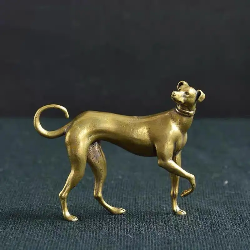 1Pcs Vintage Copper Animal Miniatures Figurines Decorations Gifts Solid Brass Loyal Dog Desk Ornaments Home Decor Crafts