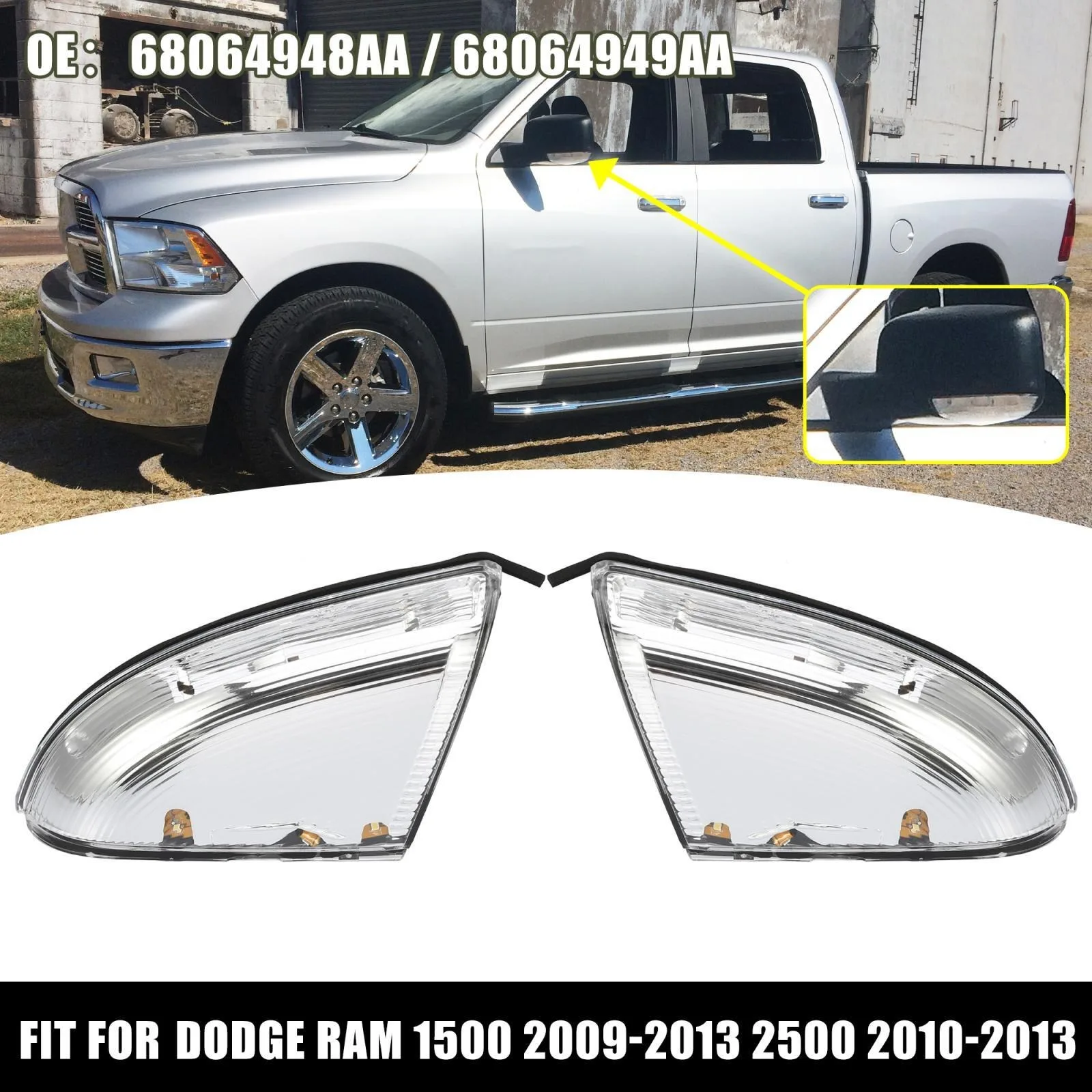 

1Pair Side Mirror Turn Signal Puddle Light Lamp for Dodge for Ram 1500 2009-2013