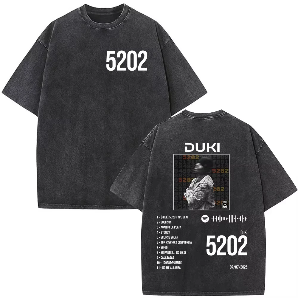 

Rapper Duki 5202 MIXTAPE Album Vintage Washed T Shirts Men Women Fashion Hip Hop T-shirt Cotton Casual Short Sleeve T-shirts Top