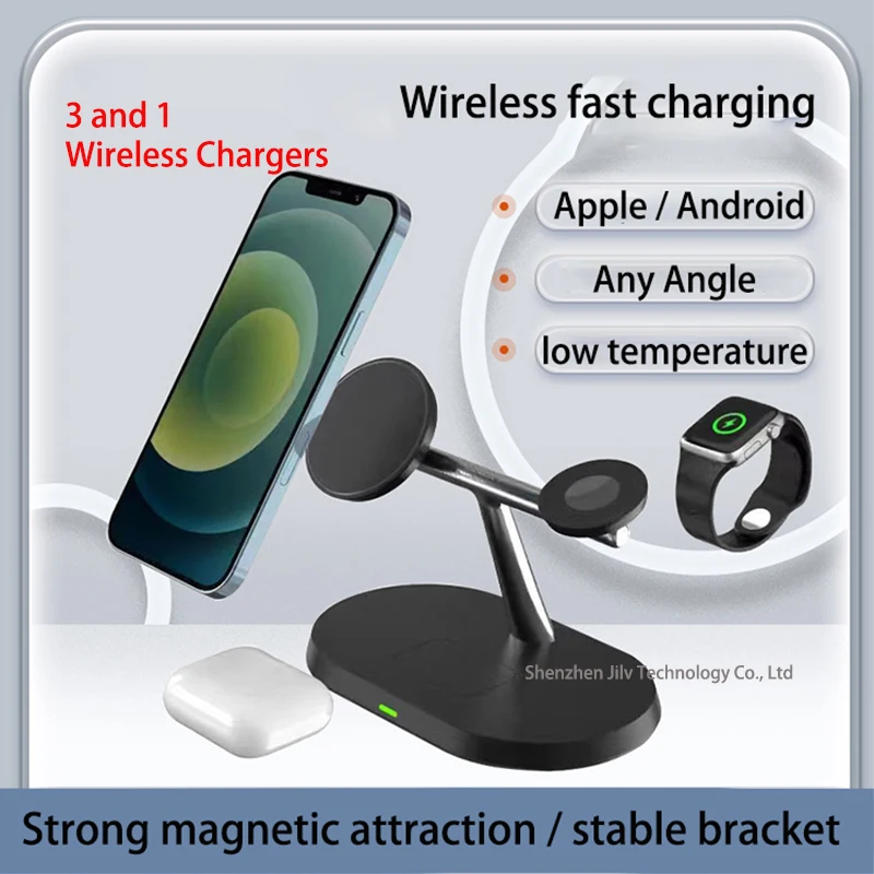 2025 30 واط شاحن لاسلكي 3 في 1 محطة شحن المغناطيسي شحن لاسلكي سريع آيفون 16 15 14 13 12 #4