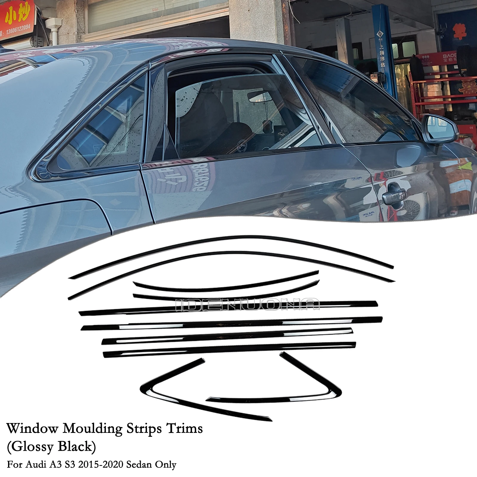 

10pcs Exterior Door Window Trim Strip Weatherstrip For Audi A3 S3 Sedan 2015-2020 4 Door Seal Molding Protective Cover Styling