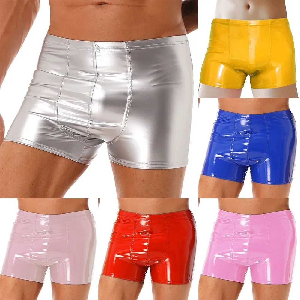 

1x Men Boxer Shorts Brief Male Wetlook Latex Underpants Boxer Trunks Underwear Sexy Clubwear Hot Pants