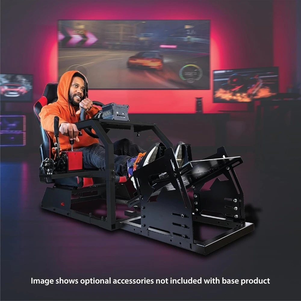 

GTA Model Majestic Black Frame with Adjustable Blue White Leatherette Racing Seat Racing Driving Gaming Simulator Cockpit Chair