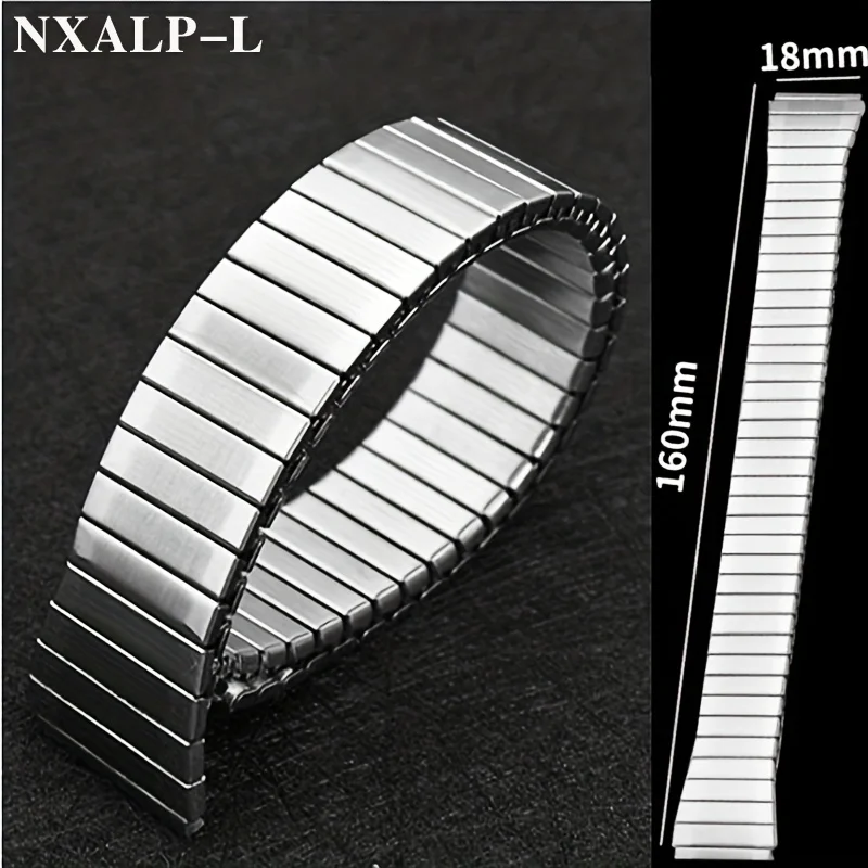 18mm Elastic Watchband Stainless Steel Stretch Expansion Band Men Women Metal Watch Band Accessories Bracelet Retractable Strap