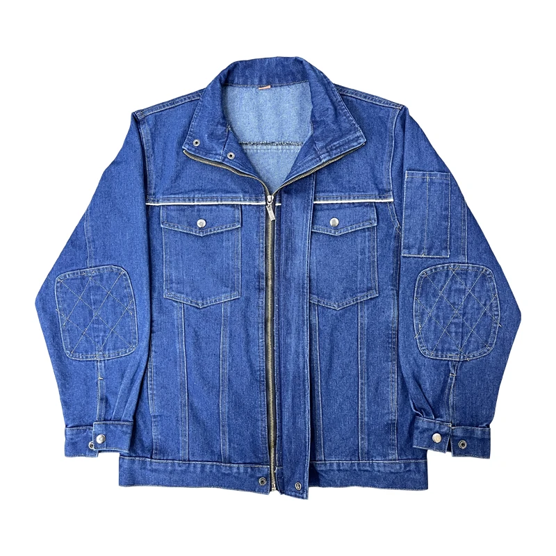 Thiened Pure Cotton Workwear Set for Men with Patches And Reinforcements ian And W Protective Clothing Anti-Sc...